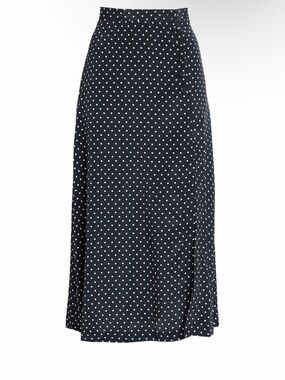 Topshop Black and White Polka Dot Midi Skirt